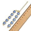 Brass Glass Rectangle Link Bracelet Making AJEW-JB01649-01-3