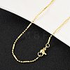Brass Ball and Column Link Chains Necklace for Women NJEW-P265-22G-3