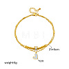 304 Stainless Steel Pave Clear Cubic Zirconia & Natural White Shell Heart Charm Double Layer Anklets for Women FS-WGDE261-01-4