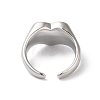 Shell Heart Open Cuff Ring for Women RJEW-C091-07P-02-3