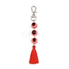 Resin Evil Eye Round Bead & Polyester Tassel Pendant Decorations HJEW-JM04165-02-2