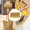 Polyester Braided Metallic Lace Trim with Metal Flat Round Tassel OCOR-WH0082-538-5