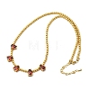 Brass Pave Cubic Zirconia Teardrop Pendant Round Beaded Necklaces NJEW-C121-01G-10-4