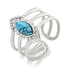 304 Stainless Steel Synthetic Turquoise Cuff Rings G-Z056-03P-04-1