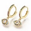 Brass Micro Pave Colorful Cubic Zirconia Dangle Hoop Earrings EJEW-S208-082-2
