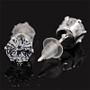 Trendy Women's CZ Earrings Cubic Zirconia Flat Round Stud Earrings EJEW-L038-C-04-2