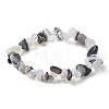 2Pcs 2 Style Opalite Chip & Natural Tiger Eye & Natural Black Onyx Beaded Stretch Bracelets Set BJEW-TA00411-2