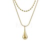 304 Stainless Steel Teardrop Pendant Double Layer Necklaces for Women WG23FFF-01-3