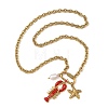 Ocean Brass Enamel Red Lobster Pendants 304 Stainless Steel Cable Chain Necklaces for Women NJEW-JN06483-01-2