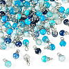 100Pcs Mixed Styles Glass Pendants PALLOY-TADJ00007-2