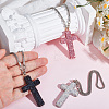 Polymer Clay Rhinestone Cross Pendant Alloy Chain Necklaces NJEW-CN0001-16A-3