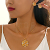 Vintage Brass Flower Stud Earrings & Pendant Necklaces Sets for Women VM6816-4