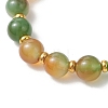 Dyed & Heated Natural Peacock Agate Round Beads Stretch Bracelets for Women Men BJEW-JB13444-3
