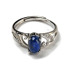 Oval Natural Lapis Lazuli Adjustable Rings RJEW-Q818-01P-05B-3