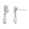 Brass Pave Clear Cubic Zirconia Hand with Teardrop Dangle Stud Earring Findings KK-N232-477P-A-3