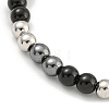 6mm Synthetic Non-magnetic Hematite & Glass & 304 Stainless Steel Round Beaded Bracelets for Women BJEW-G717-05P-2