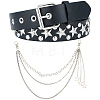 2Pcs 2 Styles Alloy Star & Black PU Leather Chain Belts DIY-CL0002-54-1