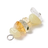 Natural Quartz Crystal & Lemon Jade & Citrine & Prehnite Chip Beaded Pendants PALLOY-JF02884-01-4