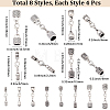 32Pcs 8 Styles Alloy Cord Ends HJEW-SC0003-11-2