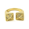 Brass Micro Pave Cubic Zirconia Open Cuff Rings RJEW-K256-12G-2