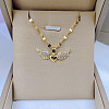 Brass Micro Pave Clear Cubic Zirconia Angel Wing Heart Pendant Necklaces FS-WG253B6-01-1