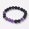Natural Amethyst Stretch Bracelets BJEW-JB02754-04-1