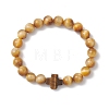 Natural Tiger Eye Round Beads Stretch Bracelets BJEW-JB13370-02-2