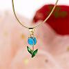 Tulip Alloy Enamel Pendant Necklaces FS-WGE671B-02-1