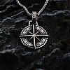 Vintage 304 Stainless Steel Viking Star Compass Pendant Box Chain Necklaces for Men WG56084-01-2