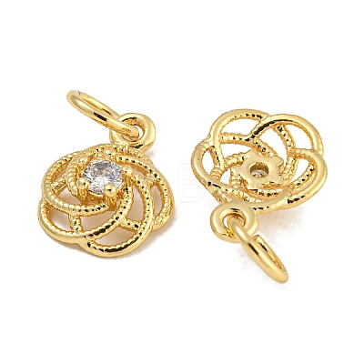 Rack Plating Brass Micro Pave Clear Cubic Zirconia Charms KK-U030-21G-1