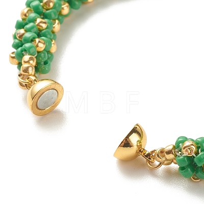 Glass Seed Beaded Bracelet with Brass Magnetic Clasp BJEW-JB07802-02-1