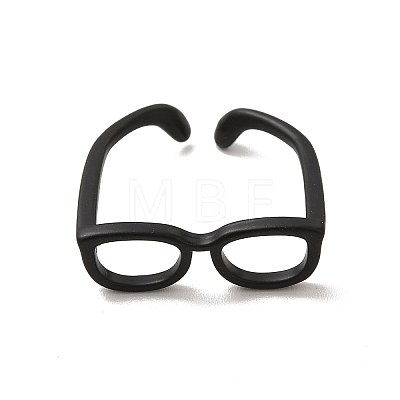 Brass Glasses Frame Open Cuff Ring for Women RJEW-F140-140EB-1