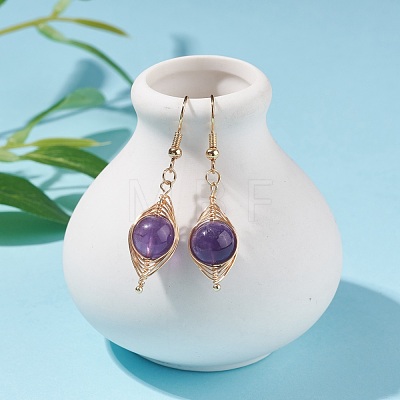 Natural Amethyst Braided Dangle Earring EJEW-JE04845-01-1