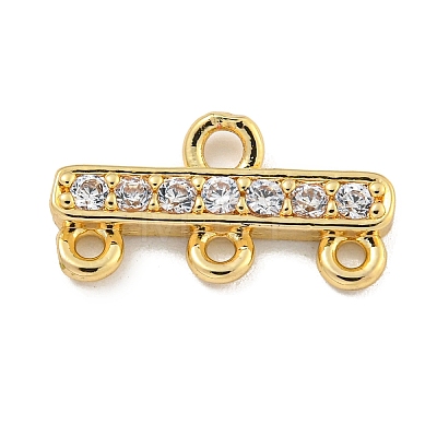 Rack Plating Brass Micro Pave Clear Cubic Zirconia Rectangle Chandelier Component Links KKB-L215-037LG-1