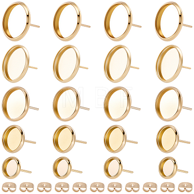 50Pcs 5 Styles 304 Stainless Steel Stud Earring Findings STAS-BBC0009-96-1
