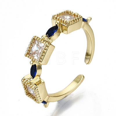 Brass Micro Pave Cubic Zirconia Cuff Rings RJEW-N032-005-NF-1