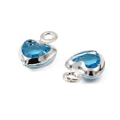 Heart Brass Glass Charms KK-S385-01S-08-1