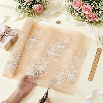 2 Yards Fireworks Pattern Polyester Gauze Fabric DIY-WH0308-944C-1