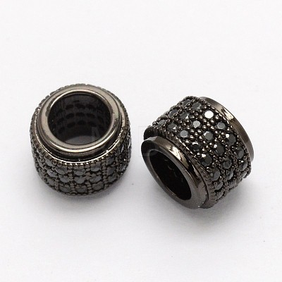 Column Brass Micro Pave Cubic Zirconia European Beads ZIRC-P013-05-FF-1