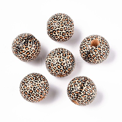 Printed Schima Wood Beads WOOD-N017-01D-1