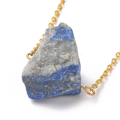 Natural Lapis Lazuli Irregular Nugget Pendant Necklace G-E155-03G-06-1