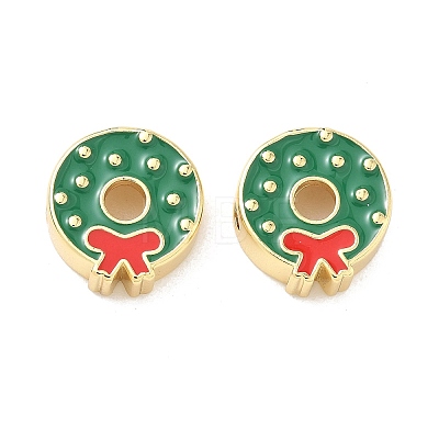 Christmas Brass Enamel Beads KK-I474-G13-1