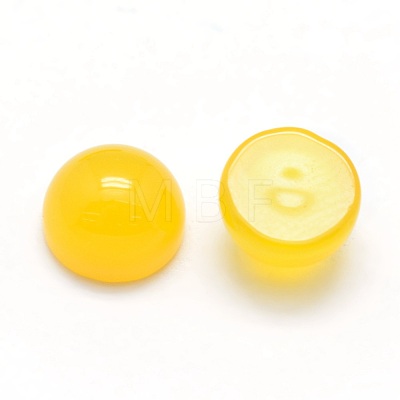 Natural Yellow Agate Cabochons G-P393-R17-8MM-1