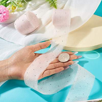 2Rolls Polyester Hot-fix Rhinestone Raw Edges Ribbon OCOR-TA0003-95F-1
