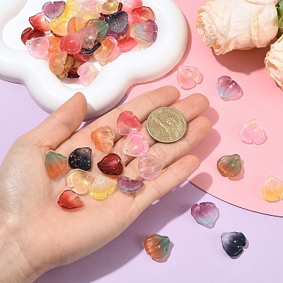 110Pcs 11 Colors Transparent Glass Petal Pendants GLAA-YW0005-86-1