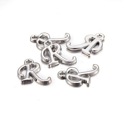 Platinum Plated Alloy Letter Pendants X-PALLOY-J718-01P-R-1