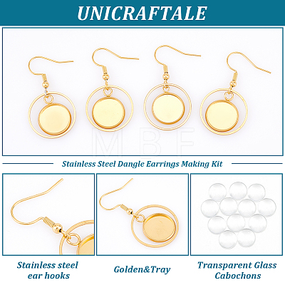 Unicraftale DIY Blank Dome 201 Stainless Steel Dangle Earrings Making Kit STAS-UN0057-22-1