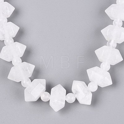 Natural Quartz Crystal Round & Cone Beaded Necklaces NJEW-N064-03O-1