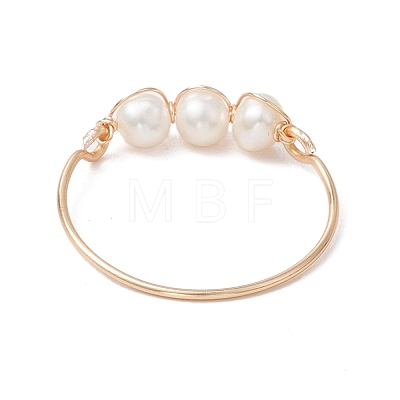 Round Natural Cultured Freshwater Pearl Finger Rings RJEW-JR00851-01-1