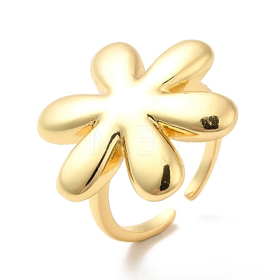 Brass Flower Open Cuff Ring for Women KK-H434-23G-1